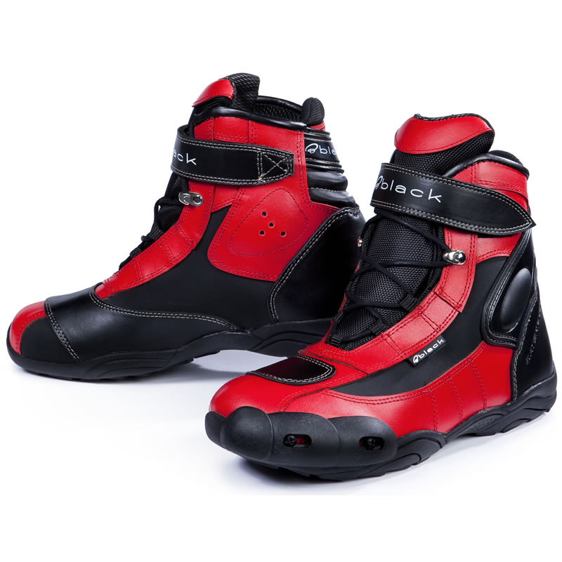 black and red motorcycle boots